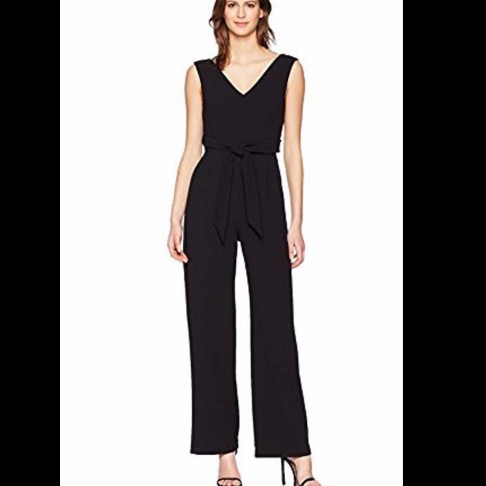 Calvin Klein Black Jumpsuit, Tie-Waist/Open Back